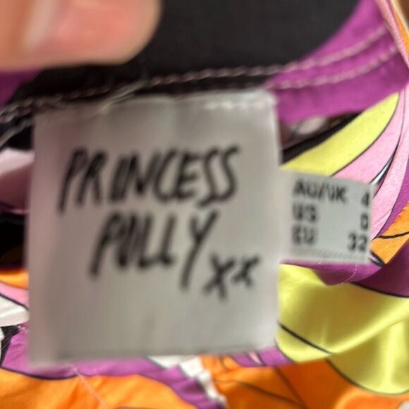 Princess Polly Pucci print style wide leg satin pants size 0 60s 70s style - Picture 3 of 4